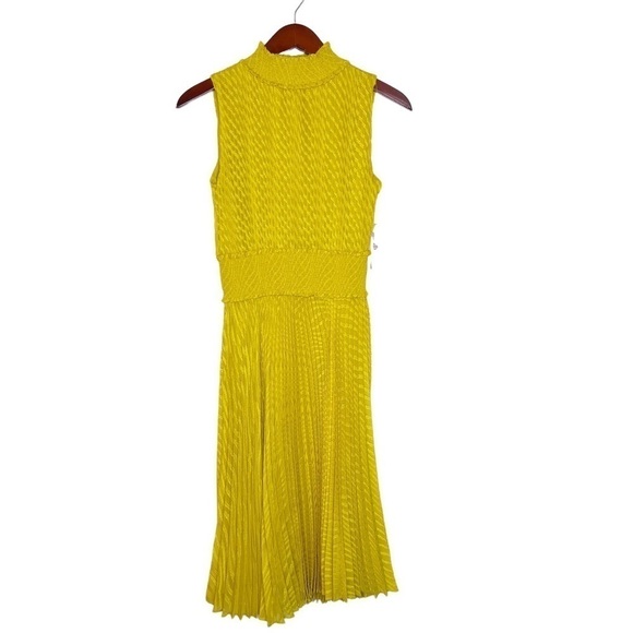 NANETTE LEPORE NWT Solid Pleated Smocked Sleeveless Midi Dress Size 2 - Picture 2 of 16